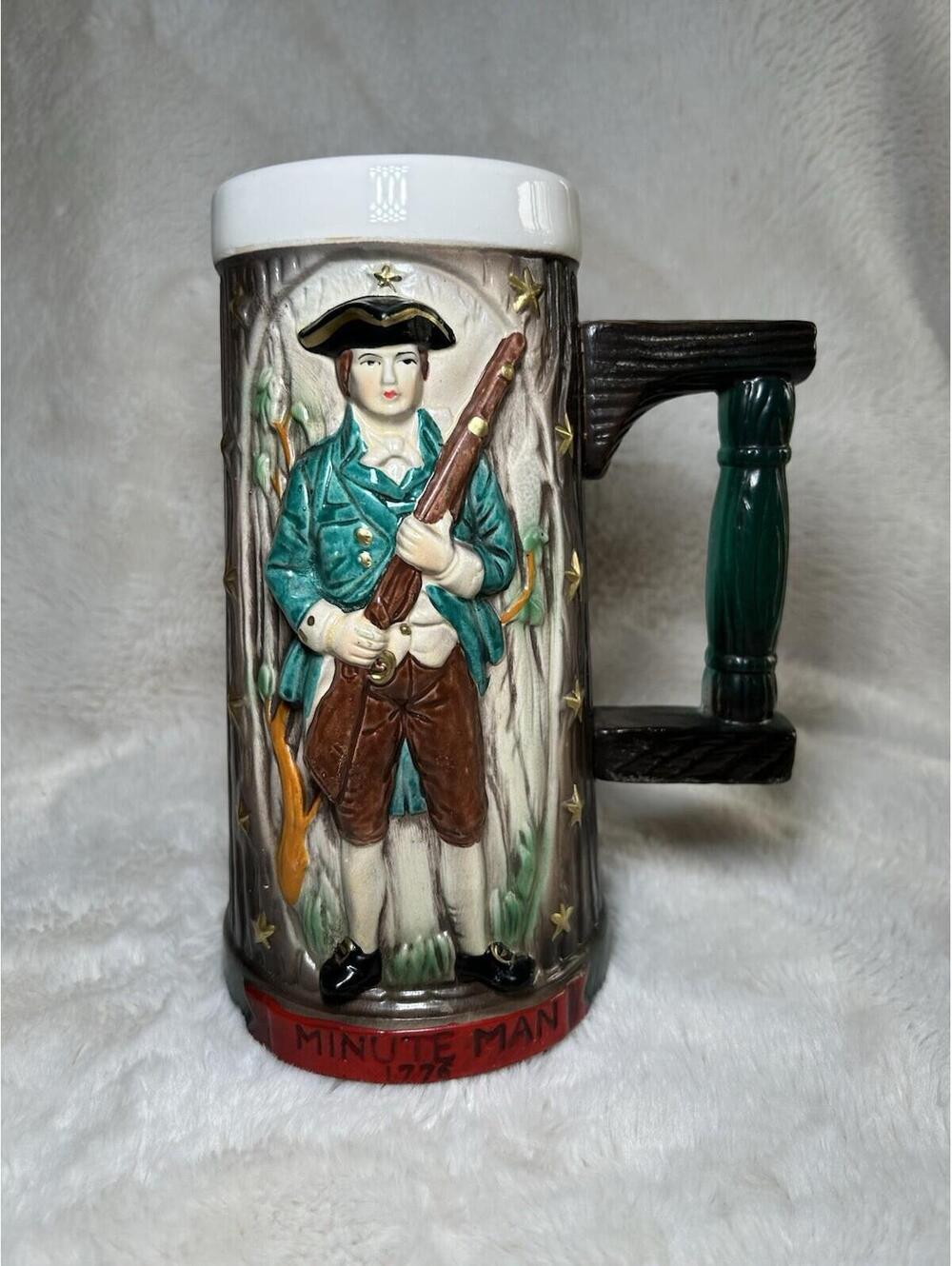 Vintage Minute Man Patriot Beer Stein Mug 1776 Patriot C7593 Ceramic 8+”